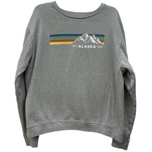 Alaska Graphic Sweatshirt Glacier Bay Gray Crewneck Pullover Women's L*Read